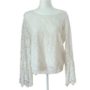 New Directions Lace Bell Sleeve Top